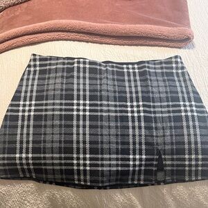 Plaid Black and White Women's Skort